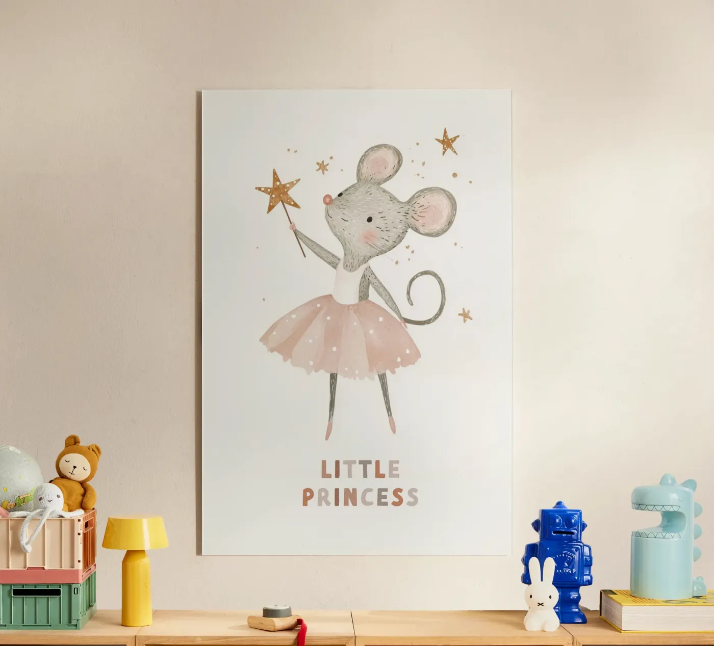 Poster della piccola principessa, stampa della ballerina del topo per la stanza dei bambini plexiglass da Little Lola
