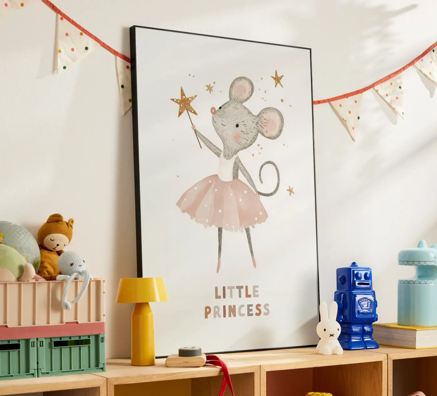 Poster della piccola principessa, stampa della ballerina del topo per la stanza dei bambini pannello forex da Little Lola