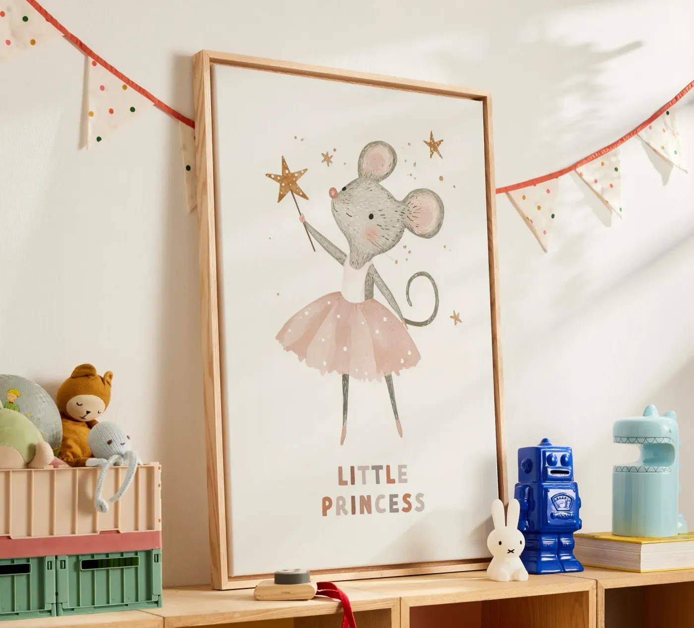Poster della piccola principessa, stampa della ballerina del topo per la stanza dei bambini tela da Little Lola