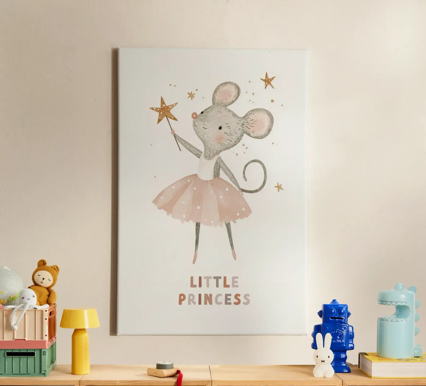 Poster della piccola principessa, stampa della ballerina del topo per la stanza dei bambini tela da Little Lola