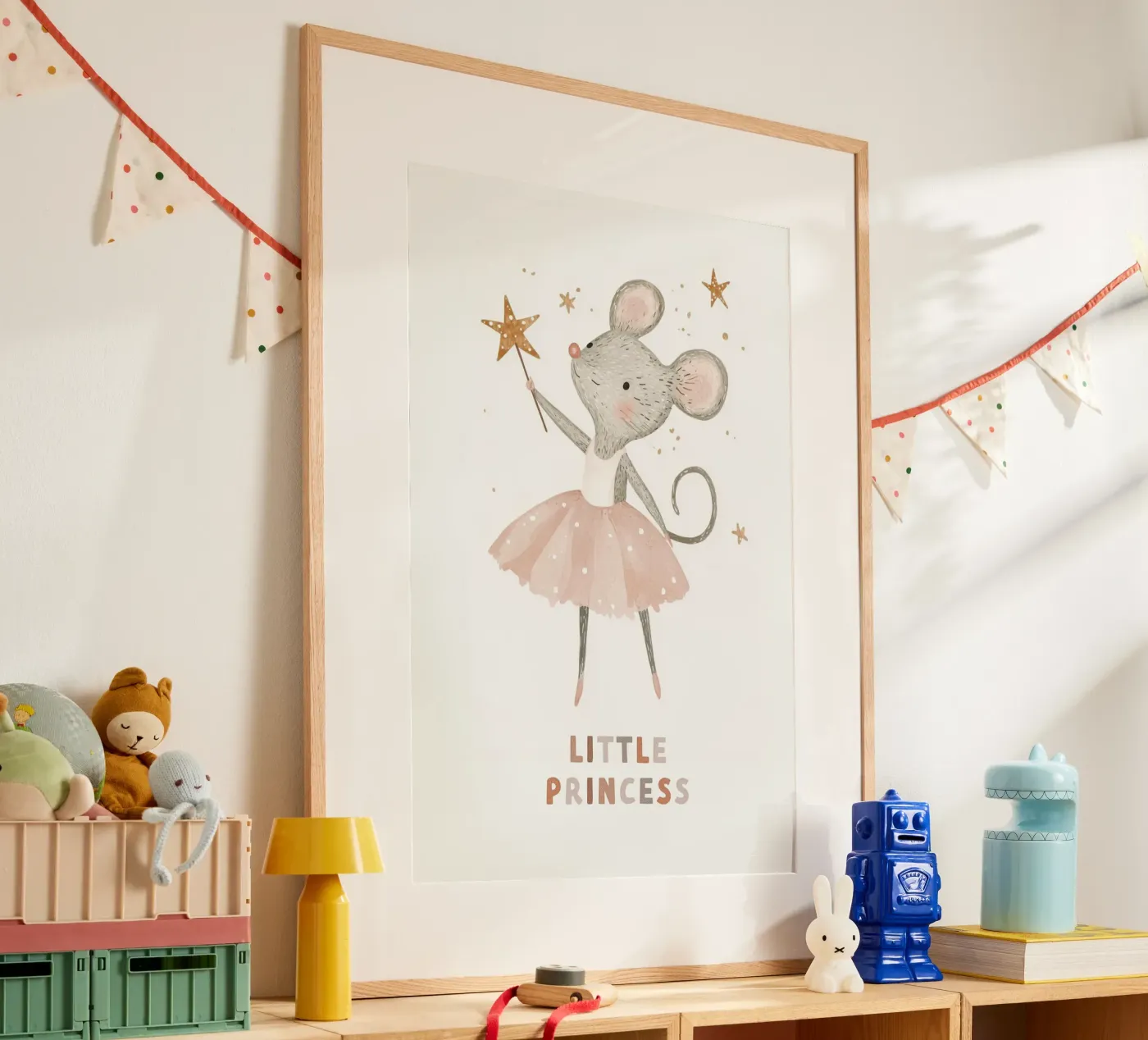Poster della piccola principessa, stampa della ballerina del topo per la stanza dei bambini carta hahnemühle da Little Lola