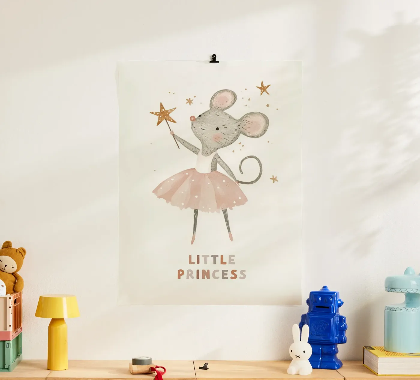 Poster della piccola principessa, stampa della ballerina del topo per la stanza dei bambini carta hahnemühle da Little Lola