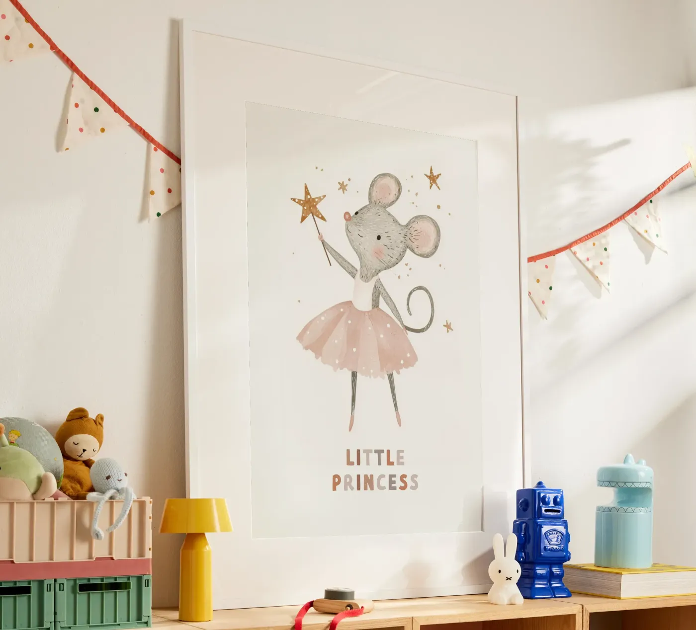 Poster della piccola principessa, stampa della ballerina del topo per la stanza dei bambini carta hahnemühle da Little Lola