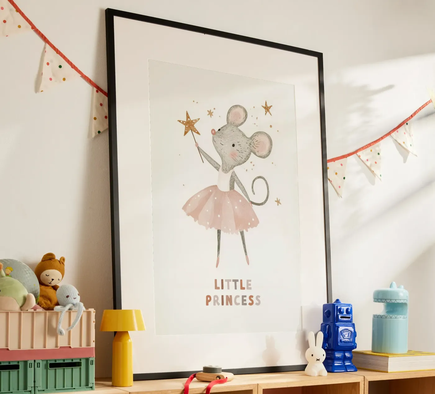 Poster della piccola principessa, stampa della ballerina del topo per la stanza dei bambini carta hahnemühle da Little Lola