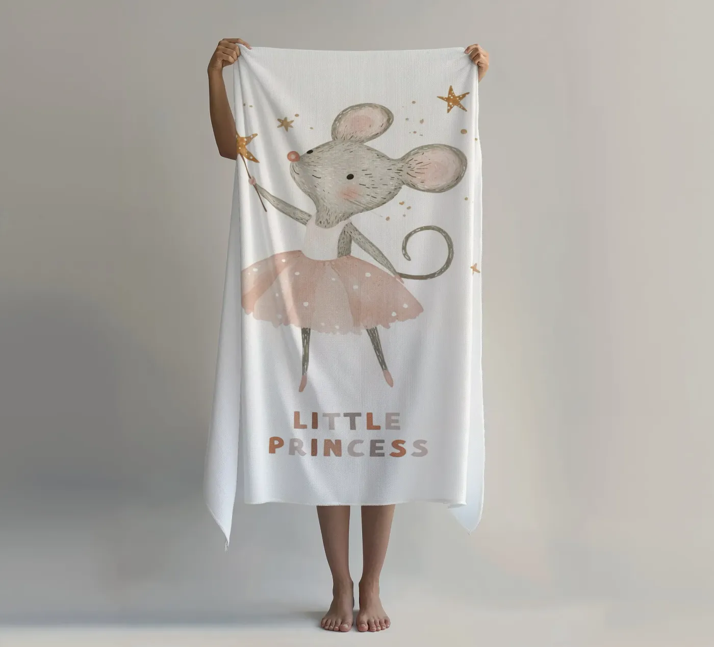 Poster della piccola principessa, stampa della ballerina del topo per la stanza dei bambini telo mare da Little Lola
