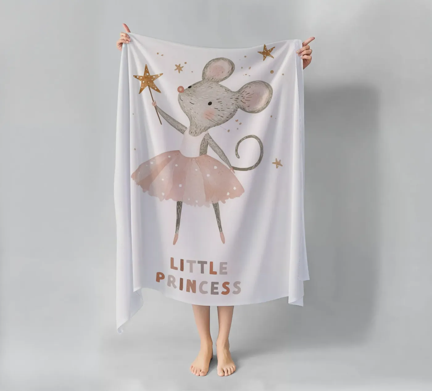 Poster della piccola principessa, stampa della ballerina del topo per la stanza dei bambini telo mare da Little Lola