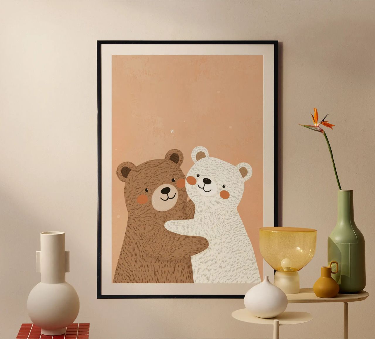Bären, die sich umarmen, Beste Freunde, Wildnis, Kinderzimmer Wandkunst Poster von Little Lola