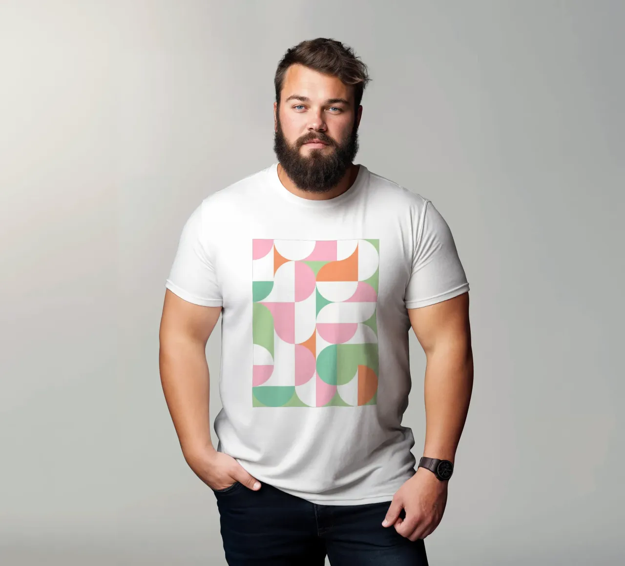 Mid-Mod Speelse Geometrische Stippen - Pastel Snoepkleuren t-shirt van Dominique Vari Abstract