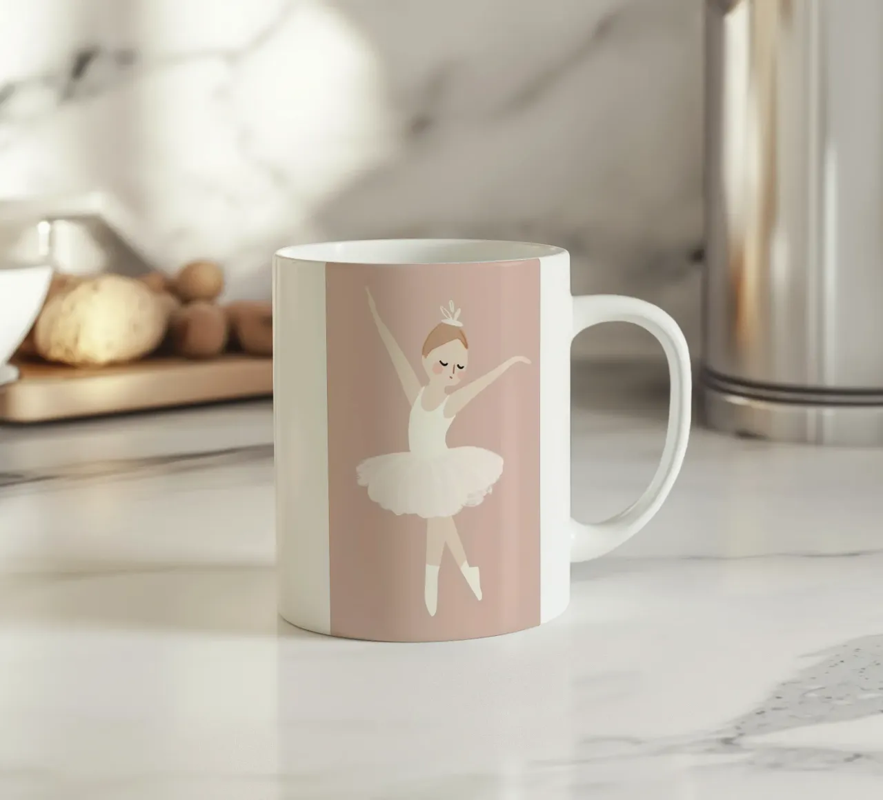 Ballerina Wall Art, Blush Pink Girl's Playroom Poster ceramic mug by Little Lola