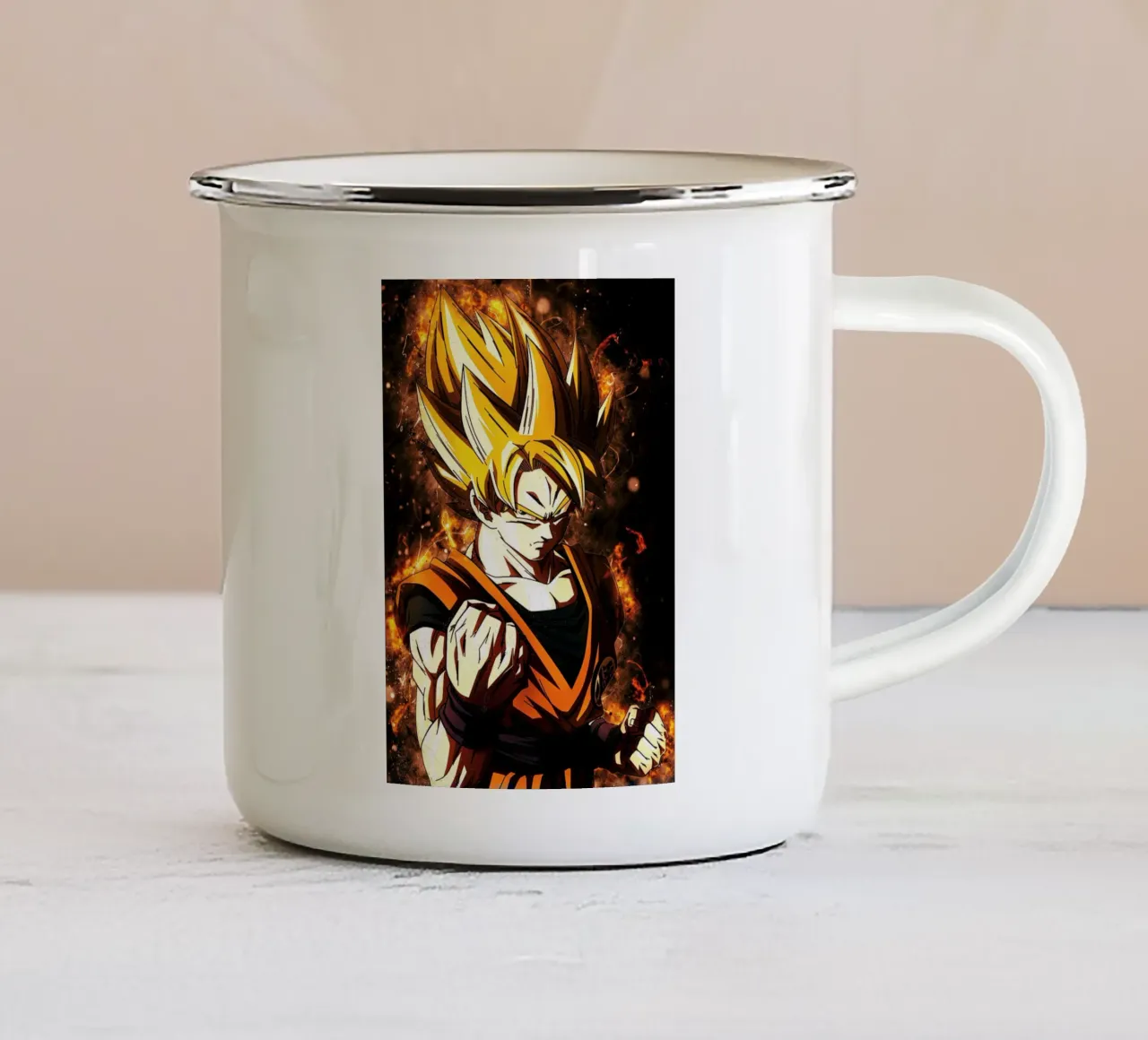 Back To The Classic. Goku SSJ mug en émail de Neonartstudio