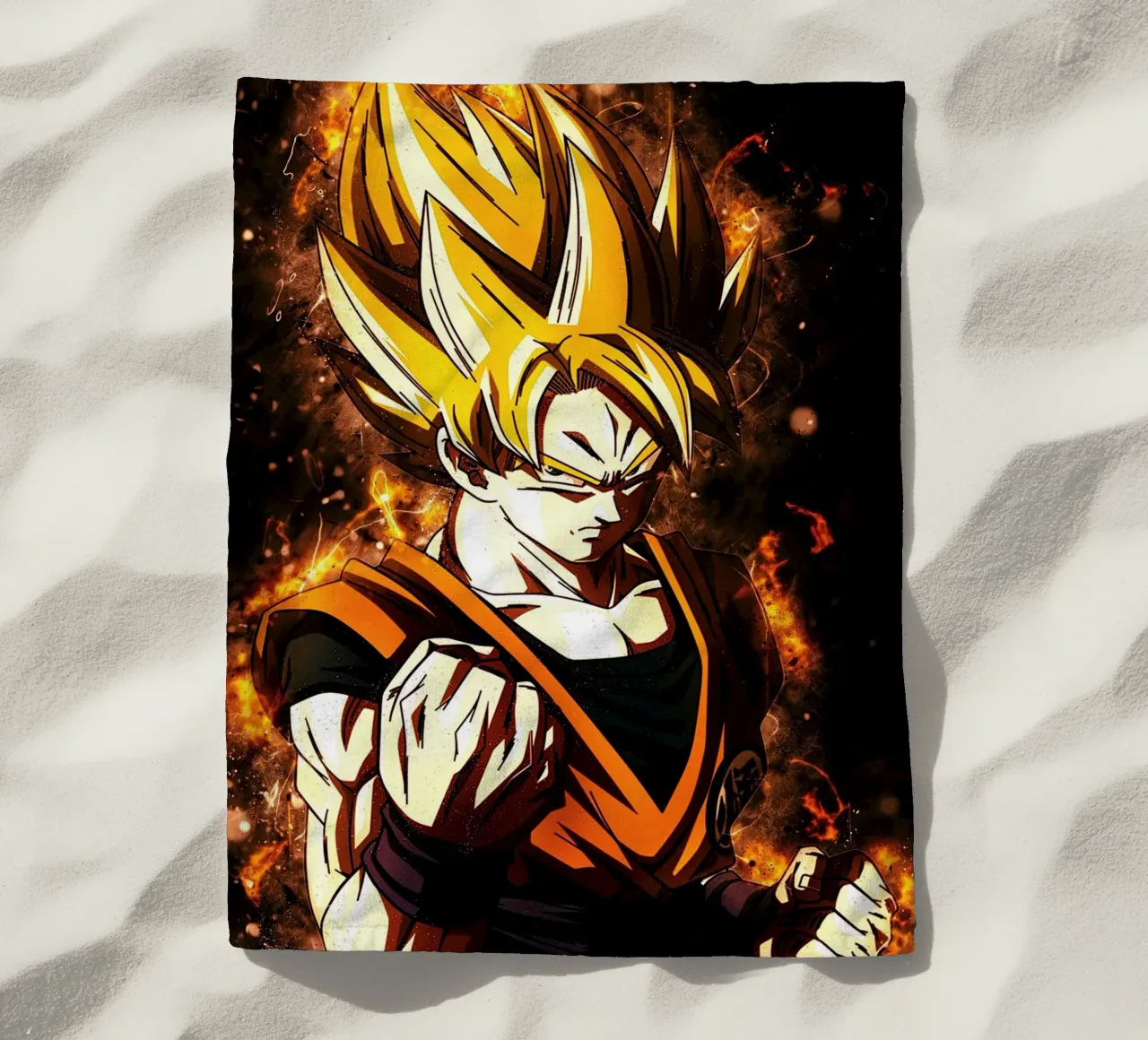 Back To The Classic. Goku SSJ strandhanddoek van Neonartstudio