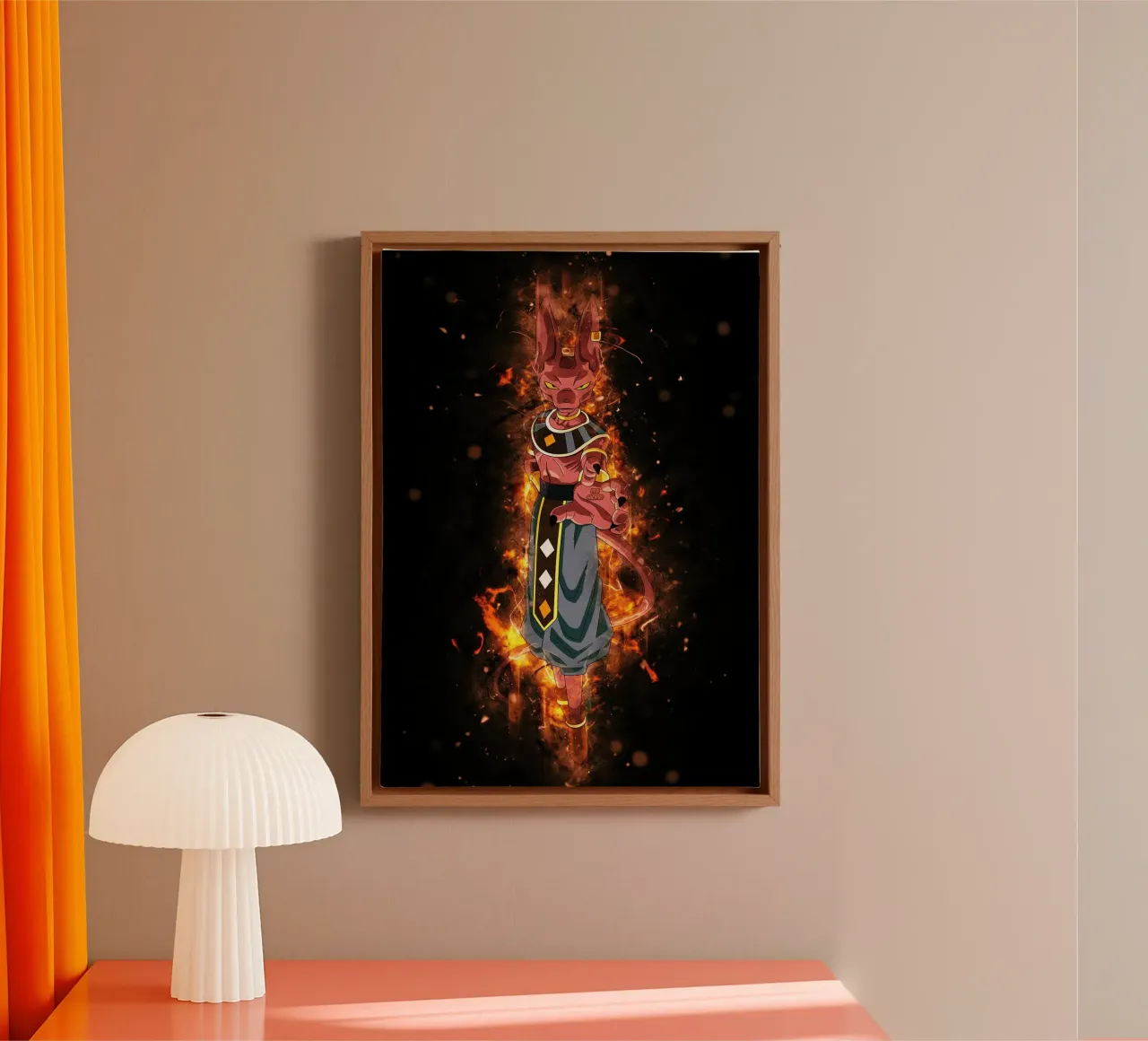 Beerus tela con Cornice a cassetta da Neonartstudio