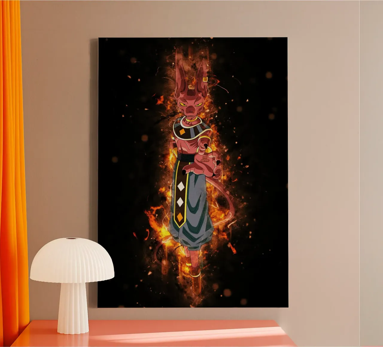 Beerus tela con Cornice a cassetta da Neonartstudio