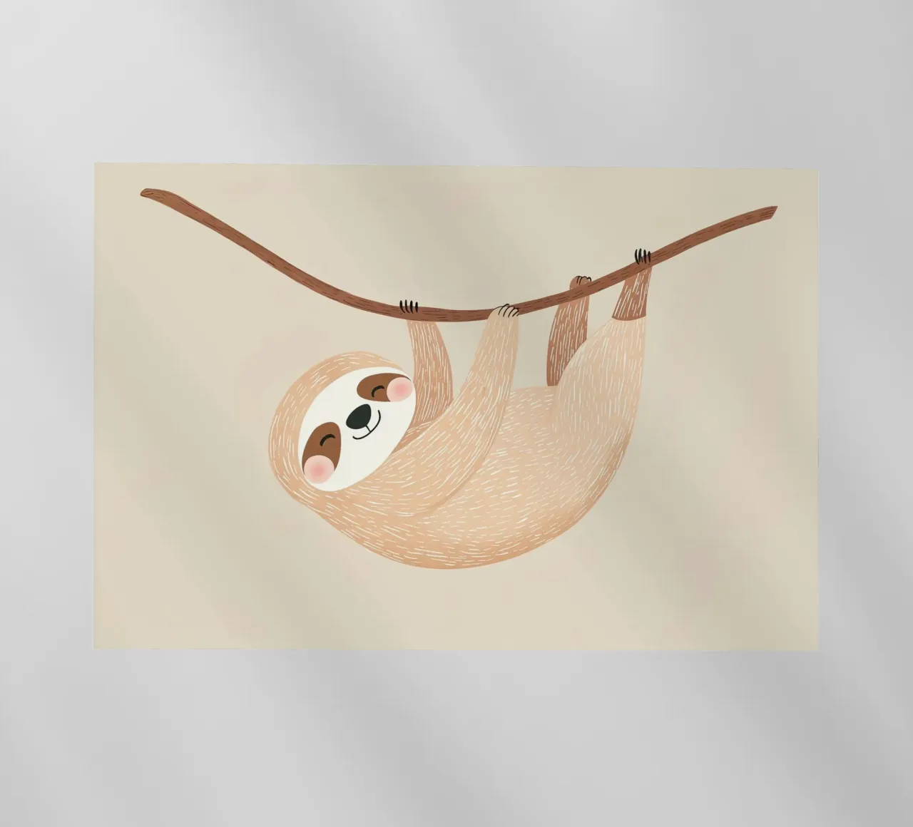Happy Sloth Ilustración para la habitación de los niños, Nursery Print lámina retroiluminada de Little Lola