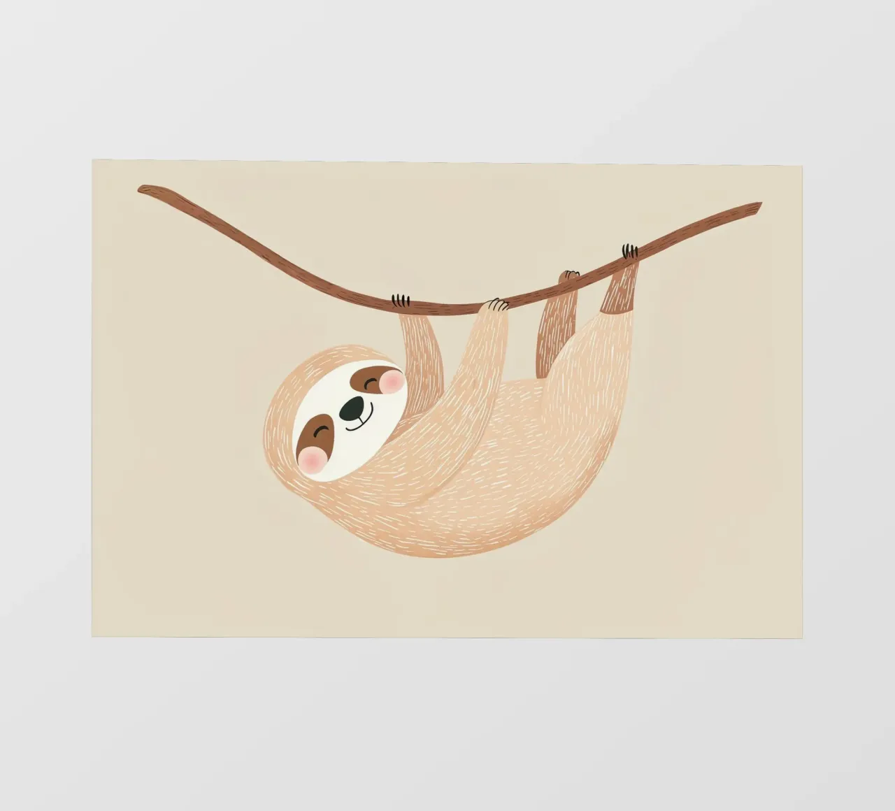Happy Sloth Ilustración para la habitación de los niños, Nursery Print lámina retroiluminada de Little Lola