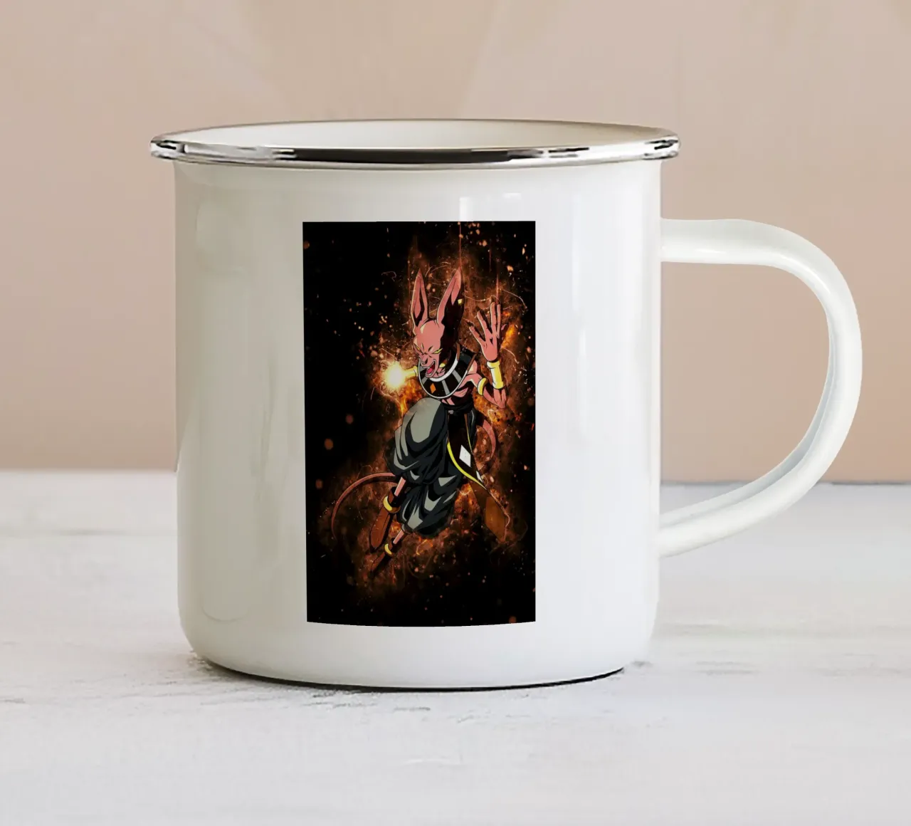 Beerus tazza in smalto da Neonartstudio
