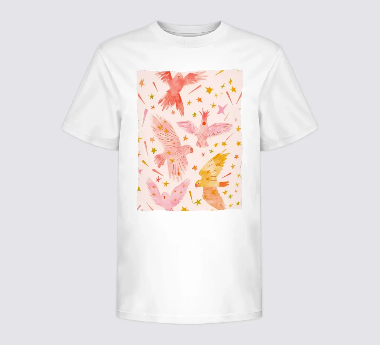 Federn Niedliche Rosa Kakadus Papageien Vögel Sterne Kinderzimmer Kinder T-Shirt von Gentle Echoes Art