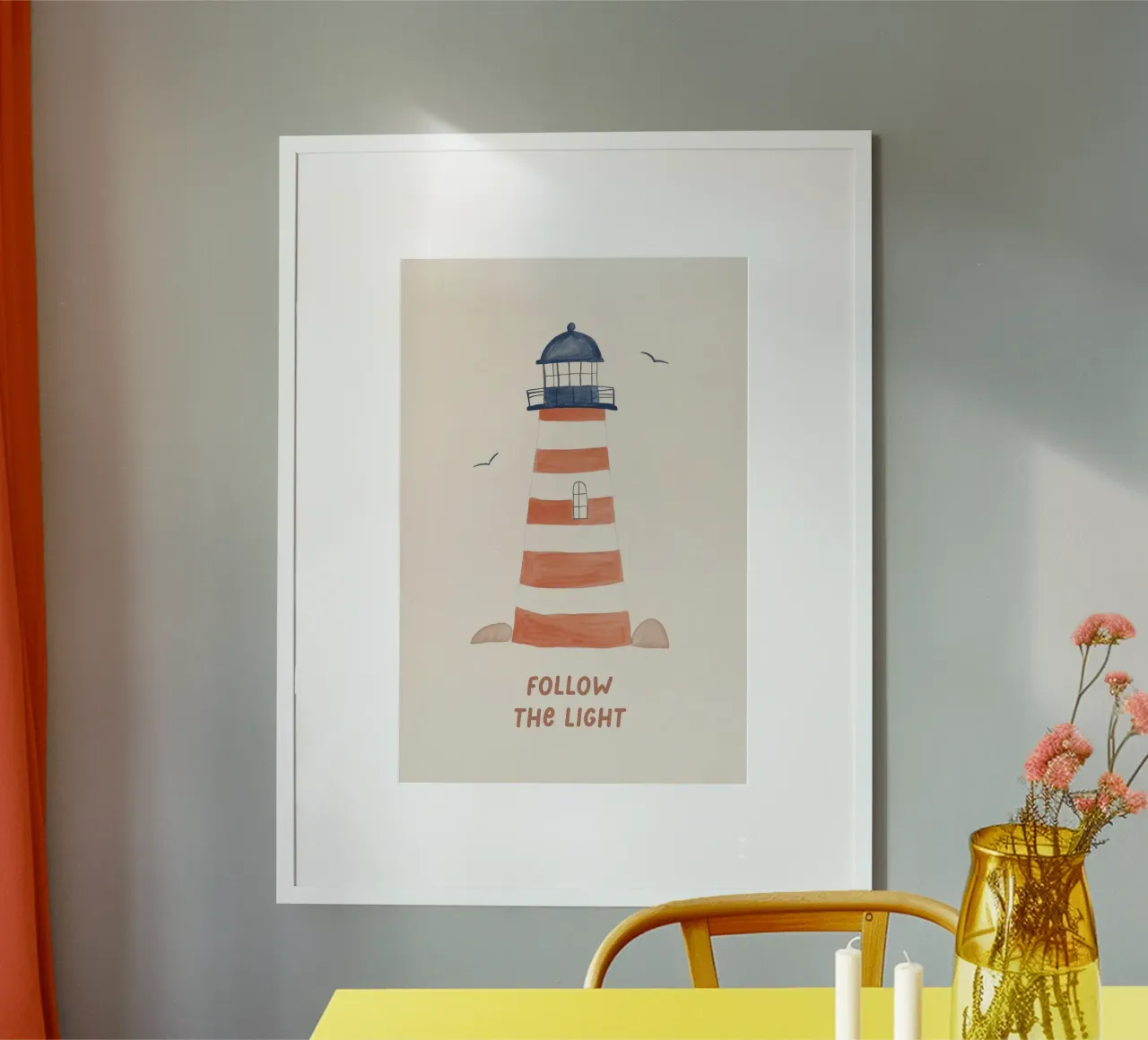 Cameretta dei ragazzi, Stampa sul mare, Arte del faro, Arredo per la sala giochi poster con telaio in plastica da Little Lola