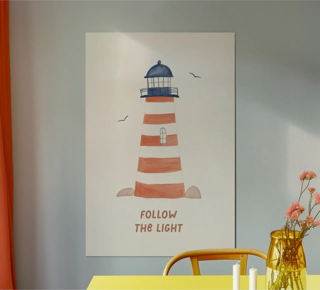 Cameretta dei ragazzi, Stampa sul mare, Arte del faro, Arredo per la sala giochi poster con telaio in plastica da Little Lola