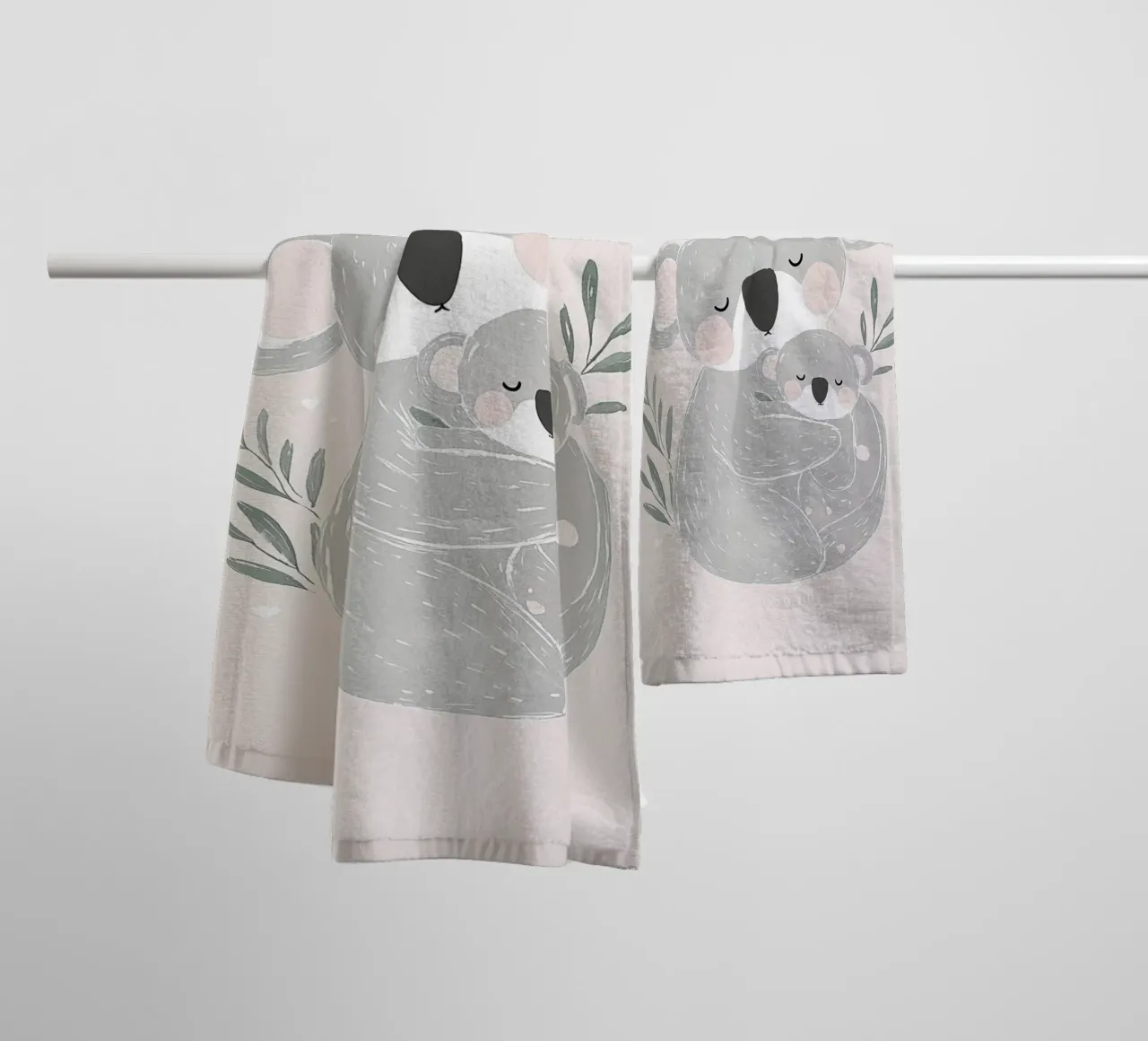 Koala & Joey, simpatica illustrazione di animali per la cameretta dei bambini asciugamano da bagno da Little Lola