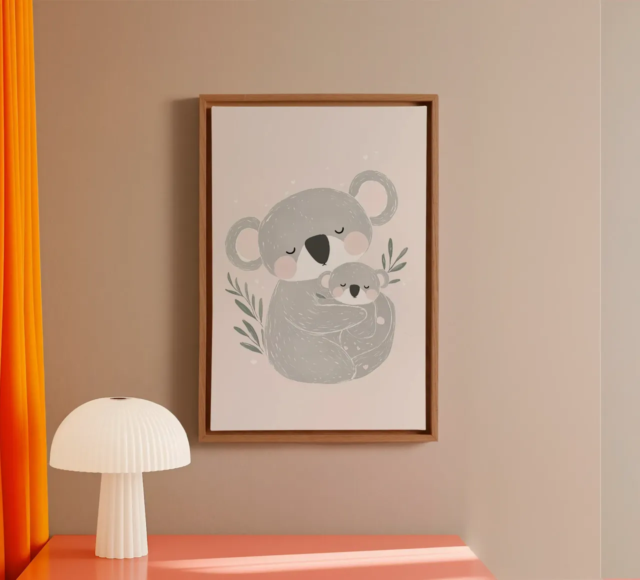 Koala & Joey, simpatica illustrazione di animali per la cameretta dei bambini tela con Cornice a cassetta da Little Lola