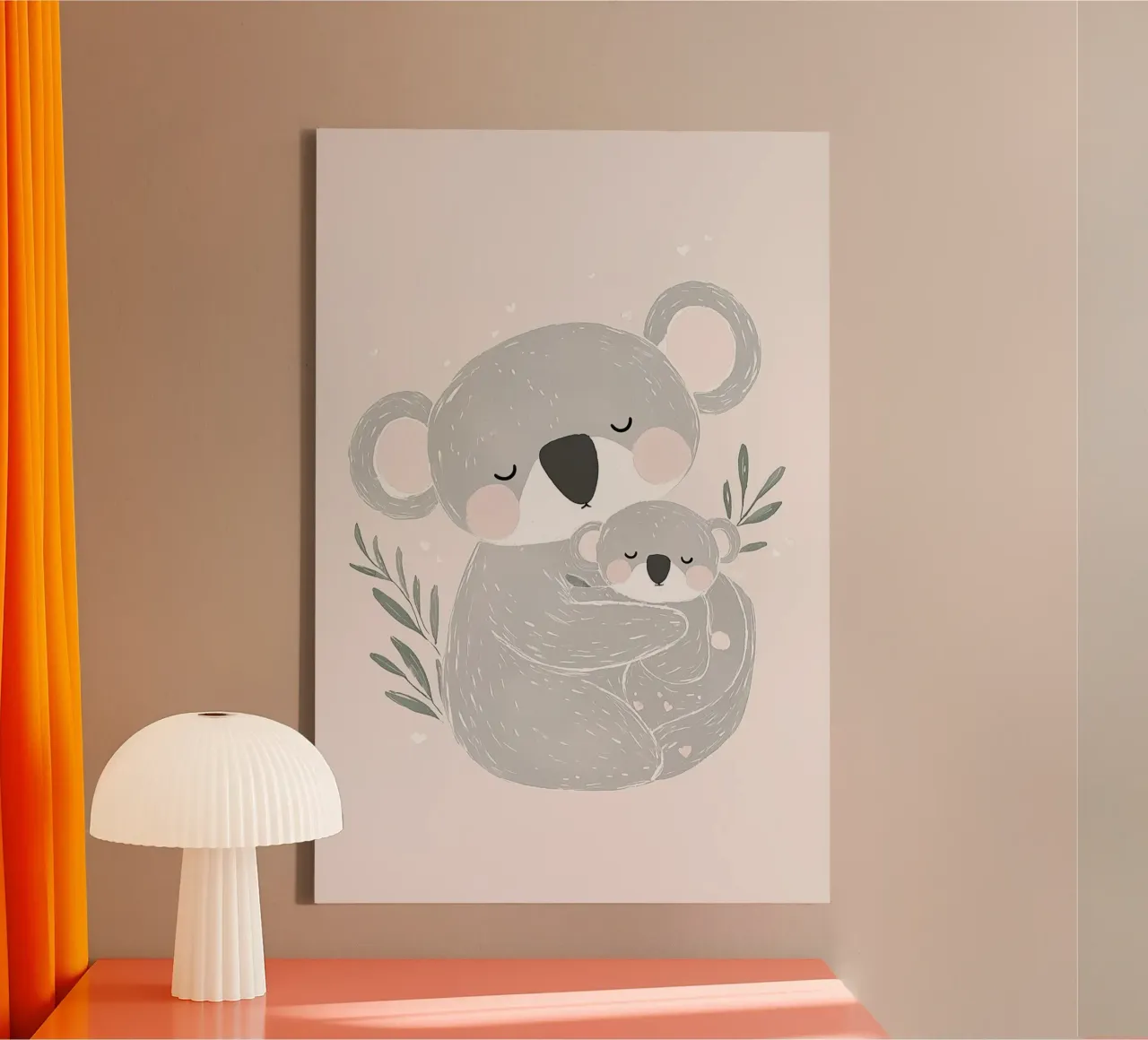 Koala & Joey, simpatica illustrazione di animali per la cameretta dei bambini tela con Cornice a cassetta da Little Lola