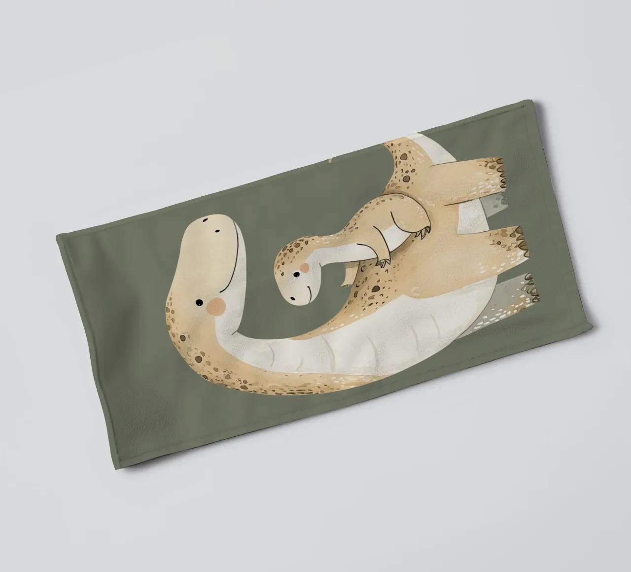 Illustrazione di dinosauri e covoni, stampa per l'asilo nido asciugamano da bagno da Little Lola