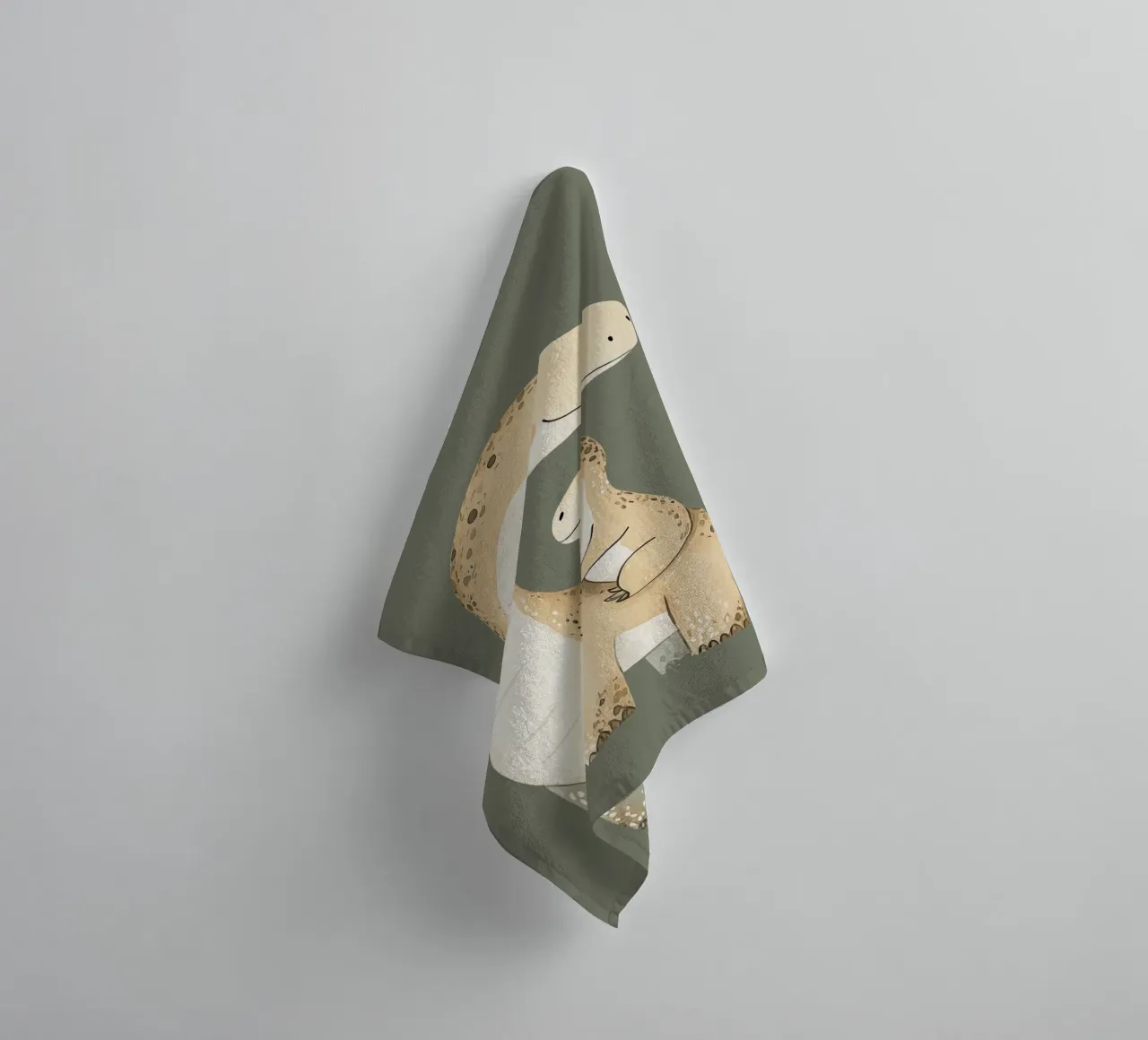 Illustrazione di dinosauri e covoni, stampa per l'asilo nido asciugamano da bagno da Little Lola