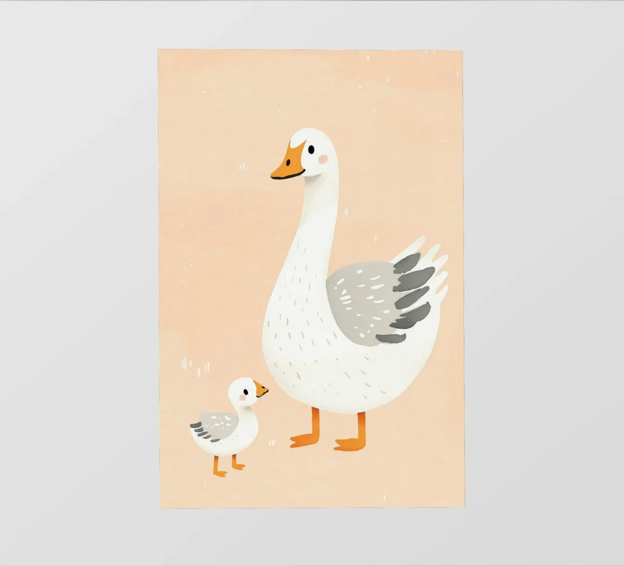 Illustrazione di un'oca e di un papero, illustrazione di un animale carino telo in pvc da Little Lola