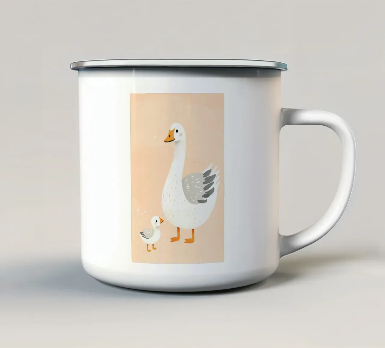 Illustrazione di un'oca e di un papero, illustrazione di un animale carino tazza in smalto da Little Lola