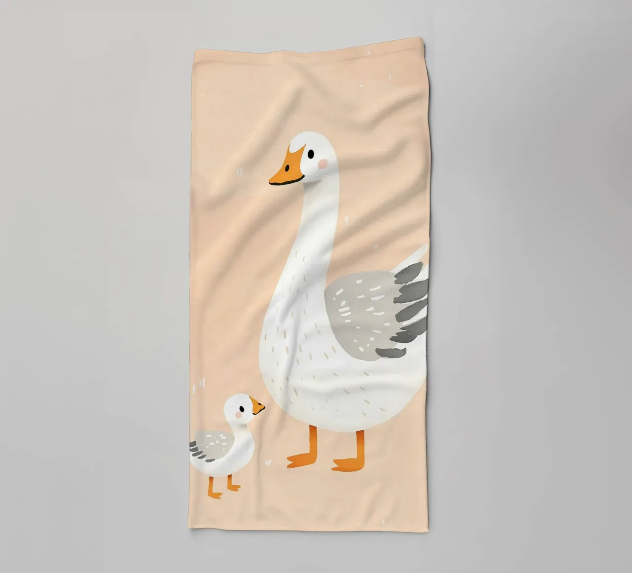 Illustrazione di un'oca e di un papero, illustrazione di un animale carino asciugamano da bagno da Little Lola