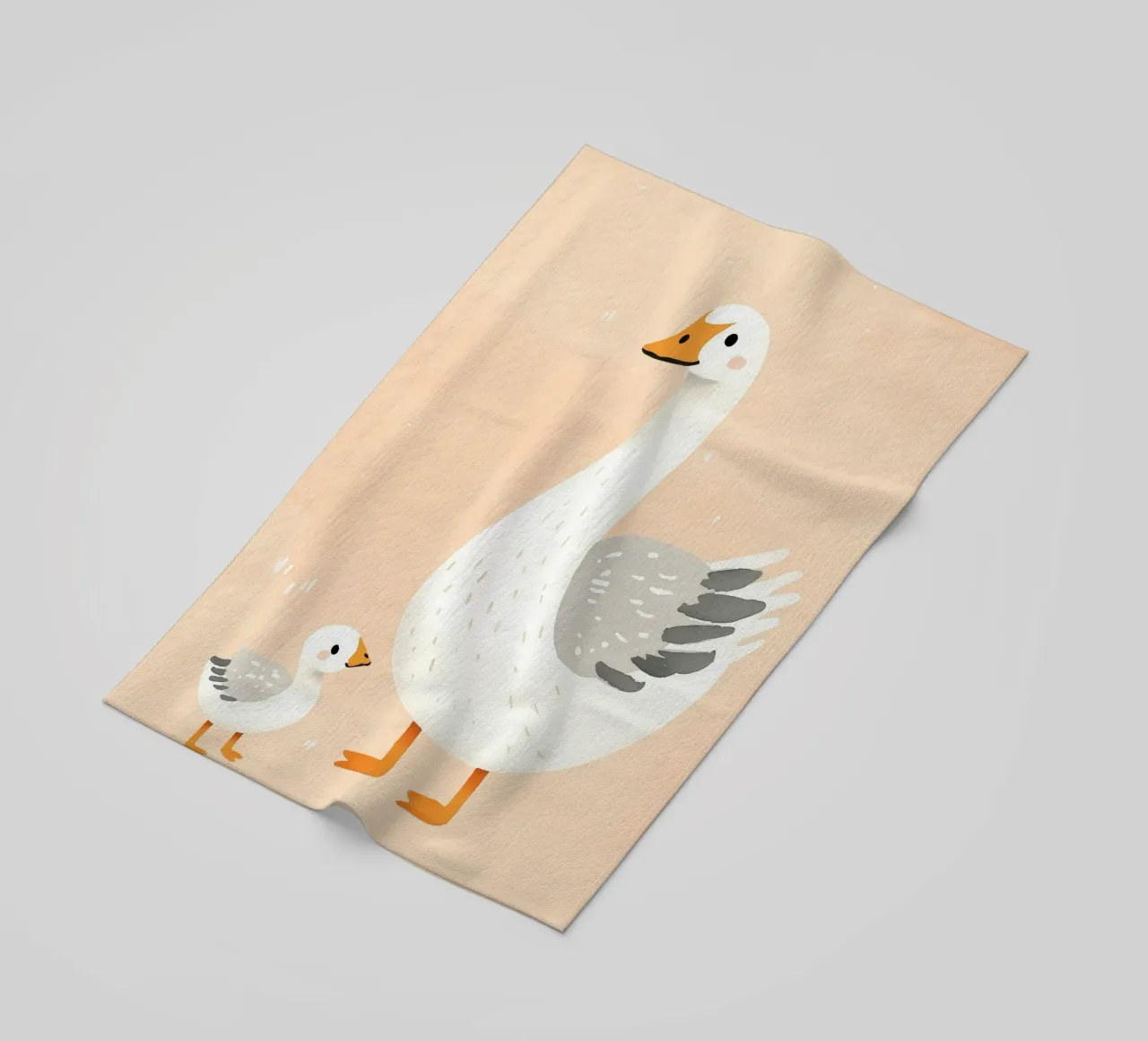 Illustrazione di un'oca e di un papero, illustrazione di un animale carino telo mare da Little Lola