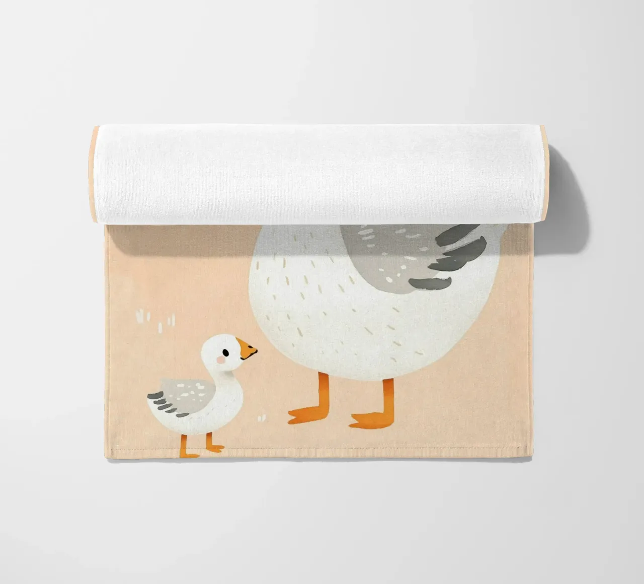 Illustrazione di un'oca e di un papero, illustrazione di un animale carino telo mare da Little Lola