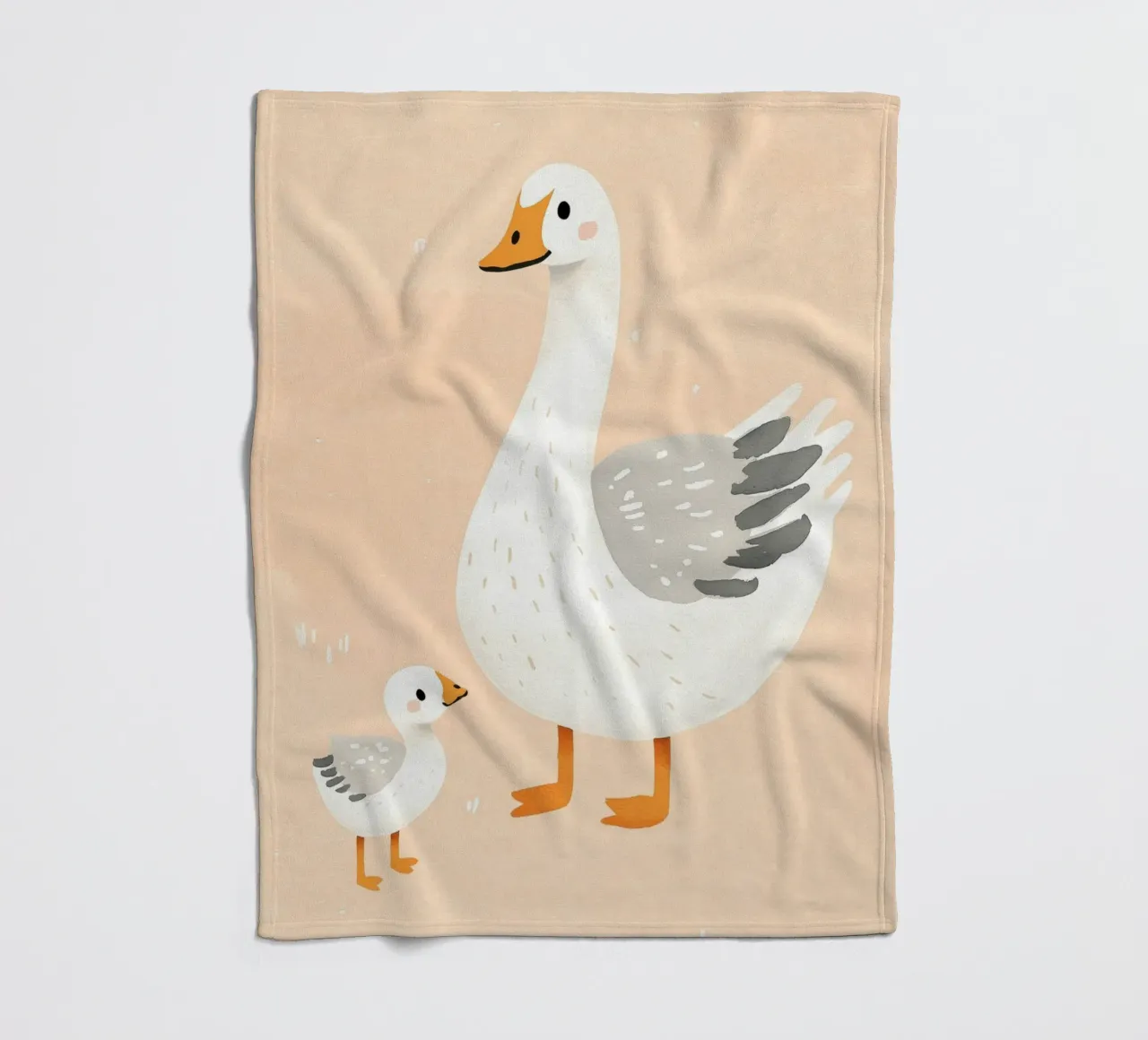 Illustrazione di un'oca e di un papero, illustrazione di un animale carino coperta in pile da Little Lola