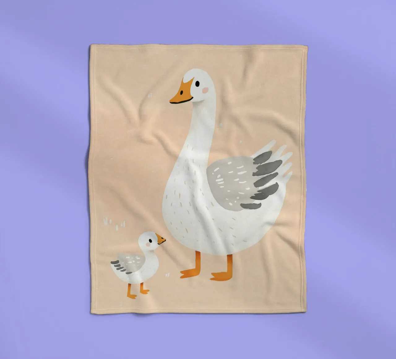 Illustrazione di un'oca e di un papero, illustrazione di un animale carino coperta in pile da Little Lola