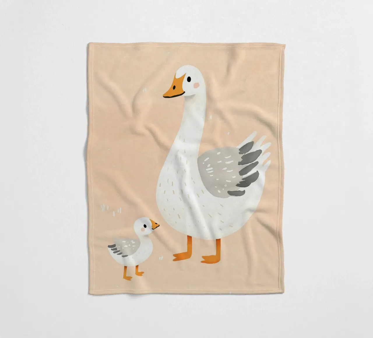 Illustrazione di un'oca e di un papero, illustrazione di un animale carino coperta in pile da Little Lola