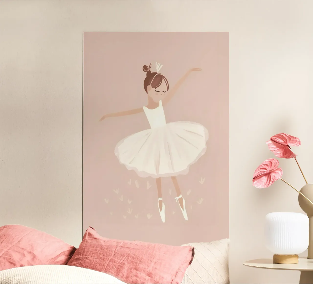 Stampa Ballerina per bambini per la cameretta, stampa per la stanza dei giochi in rosa scuro. poster con telaio in alluminio da Little Lola