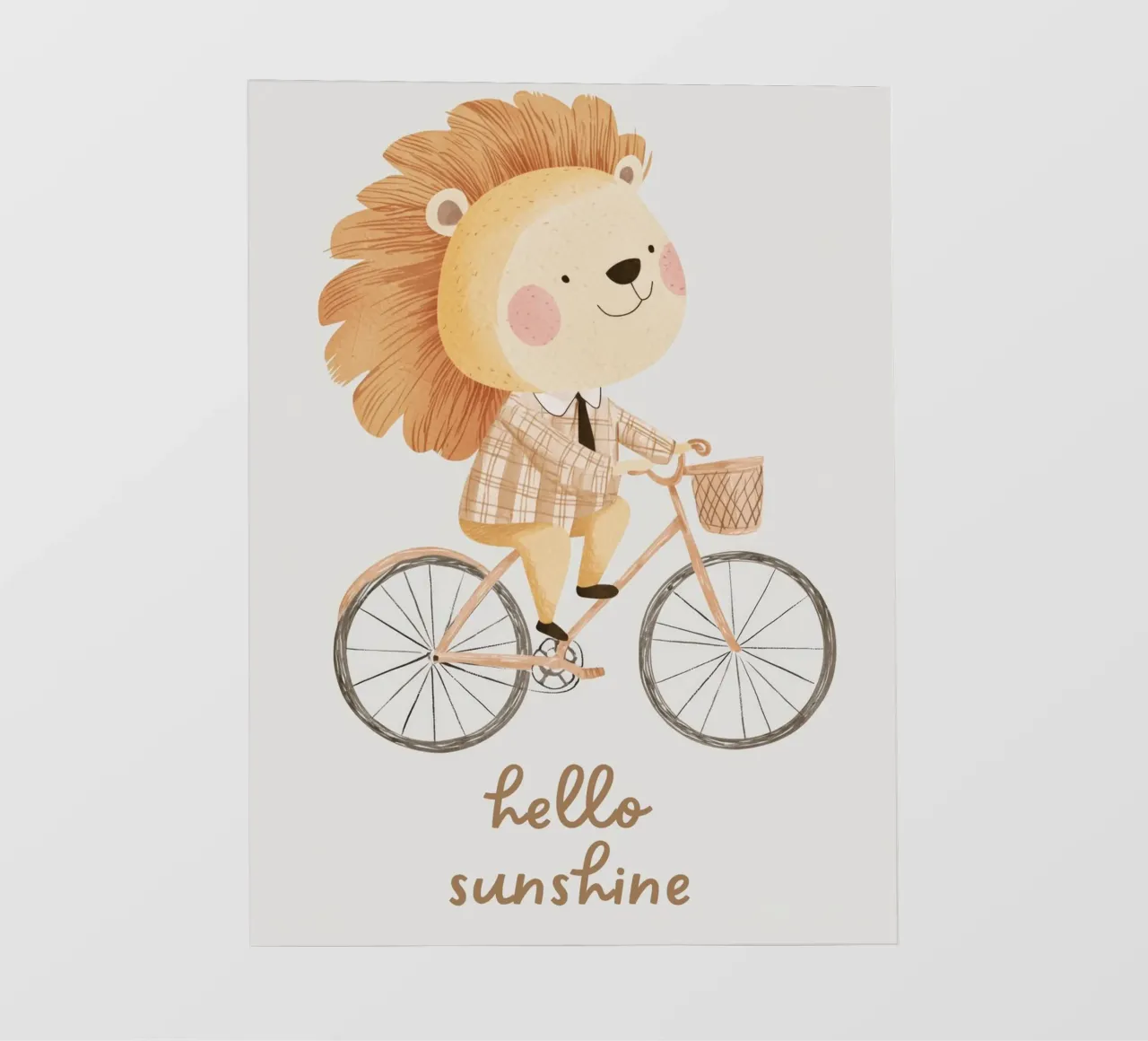 Leeuw op fiets, leeuwenprint, kinderillustratie pvc-zeil van Little Lola