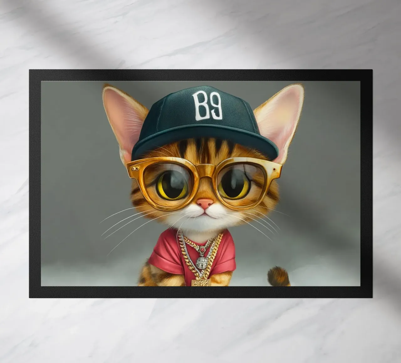 Rapper Cat doormat by Motivate-Today