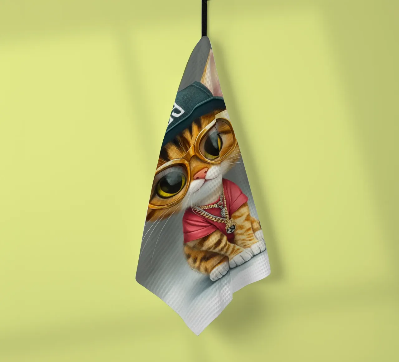 Gatto rapper canovaccio da cucina da Motivate-Today
