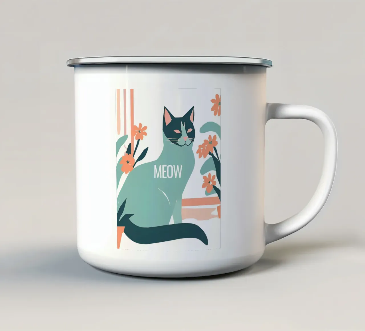 Katze gemalt "Meow" tazza in smalto da designsbysophia