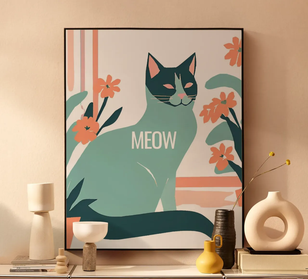 Katze gemalt "Meow" plexiglass da designsbysophia