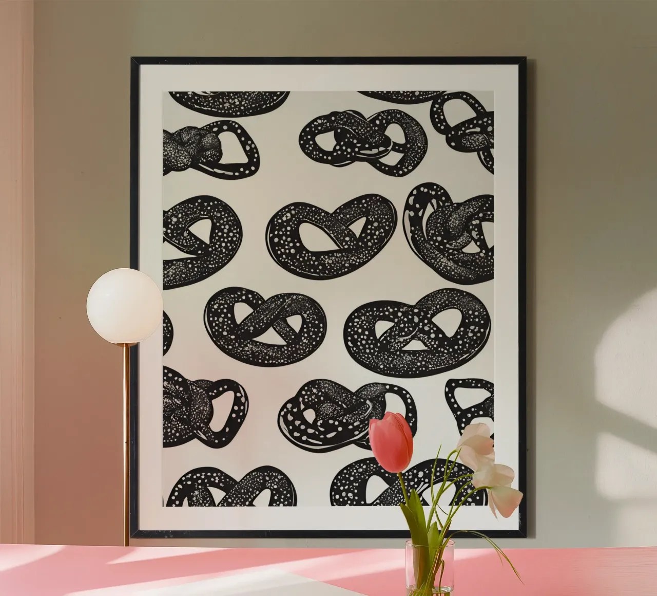 Motivo Pretzel in bianco e nero carta hahnemühle da designsbysophia