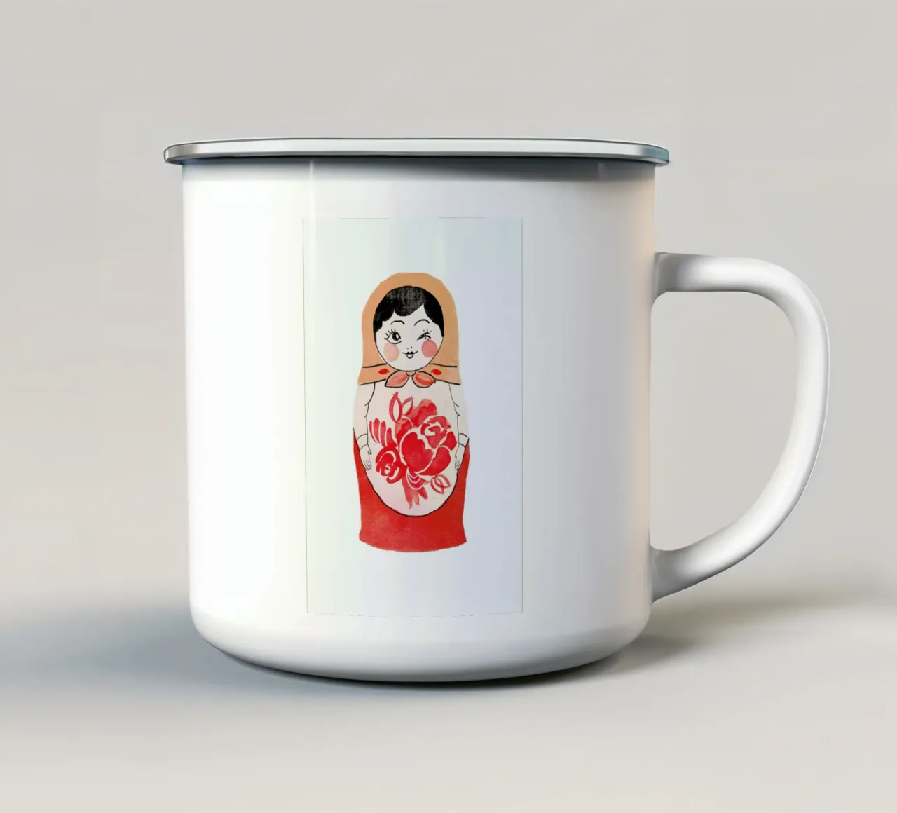 Matryoshka taza de esmalte de Niina Pechkovskaya