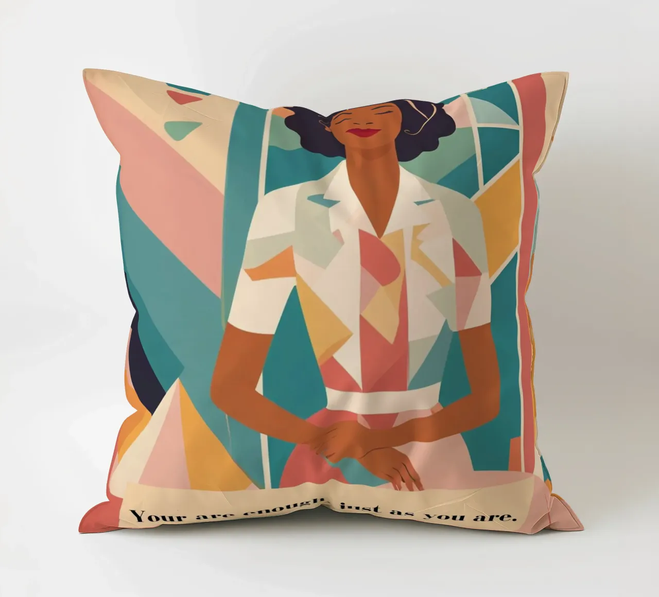 Frau mit Spruch: You are enough, just as you are. cuscino da designsbysophia