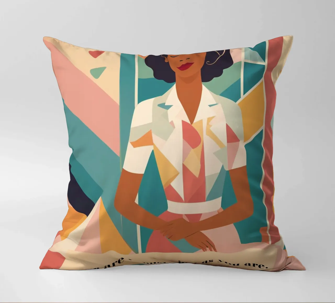 Frau mit Spruch: You are enough, just as you are. cuscino da designsbysophia