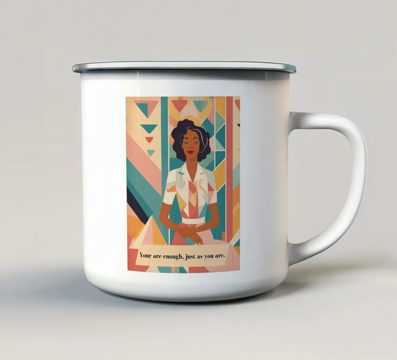 Frau mit Spruch: You are enough, just as you are. tazza in smalto da designsbysophia