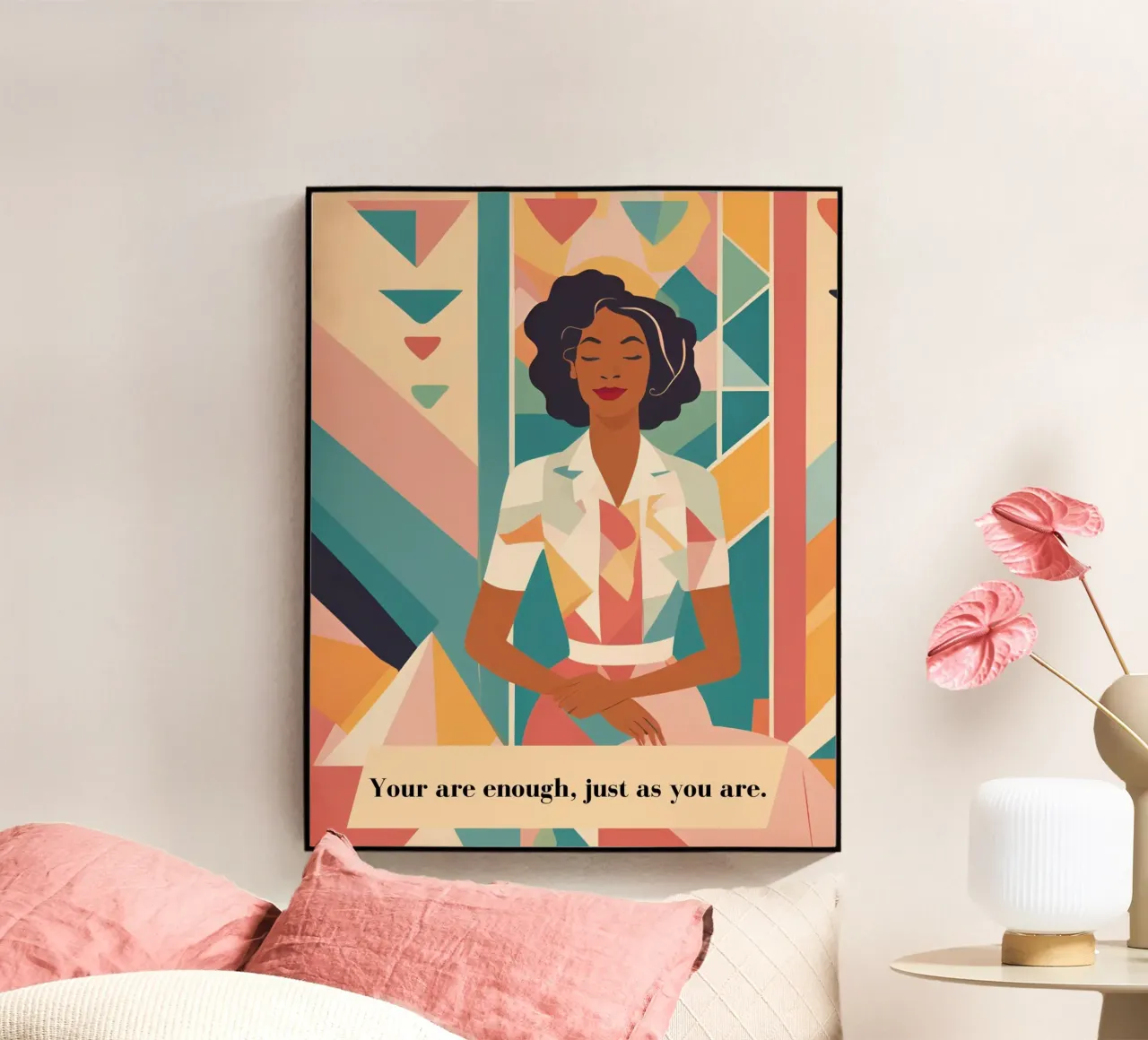 Frau mit Spruch: You are enough, just as you are. plexiglass da designsbysophia