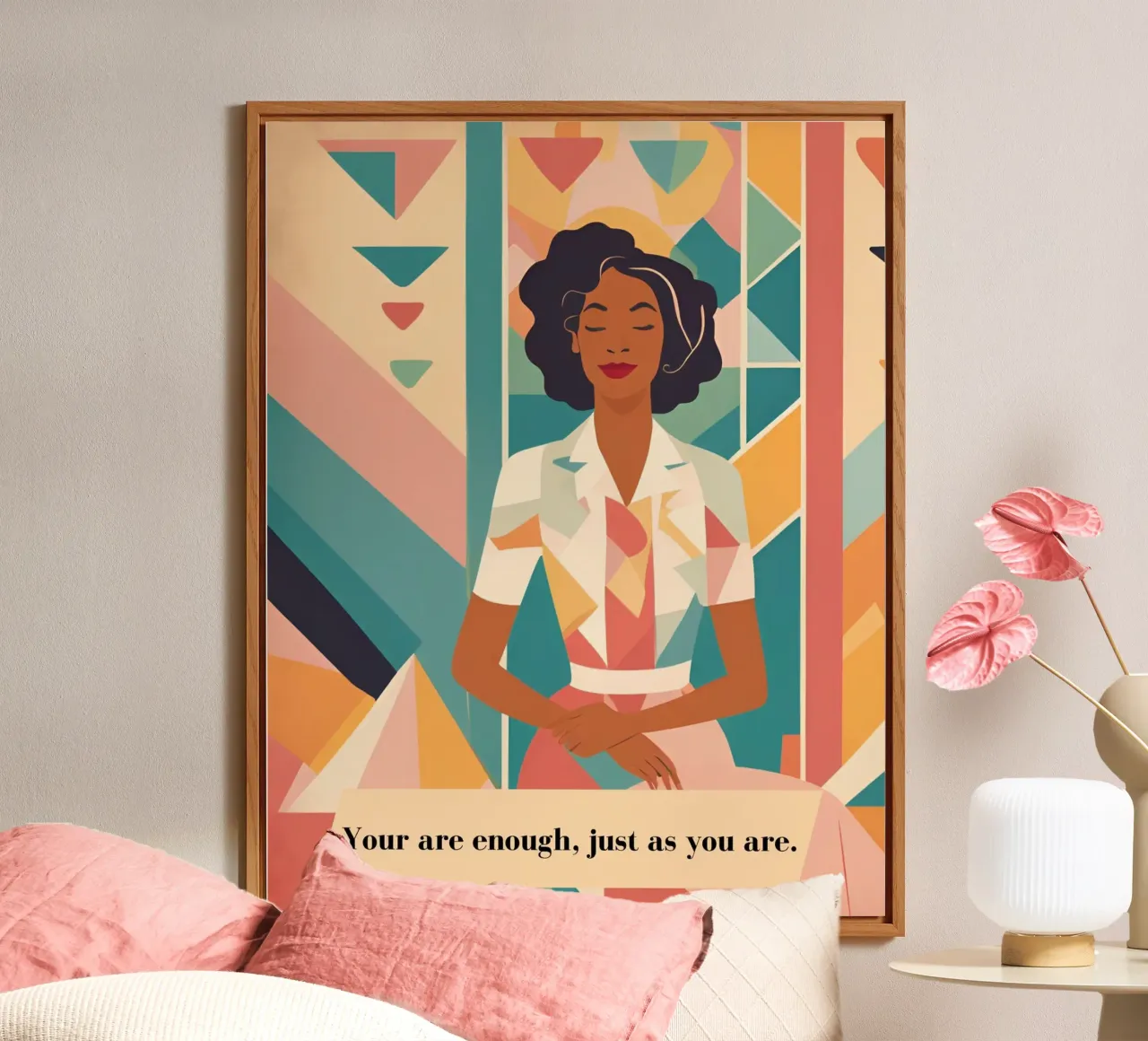 Frau mit Spruch: You are enough, just as you are. alluminio dibond da designsbysophia