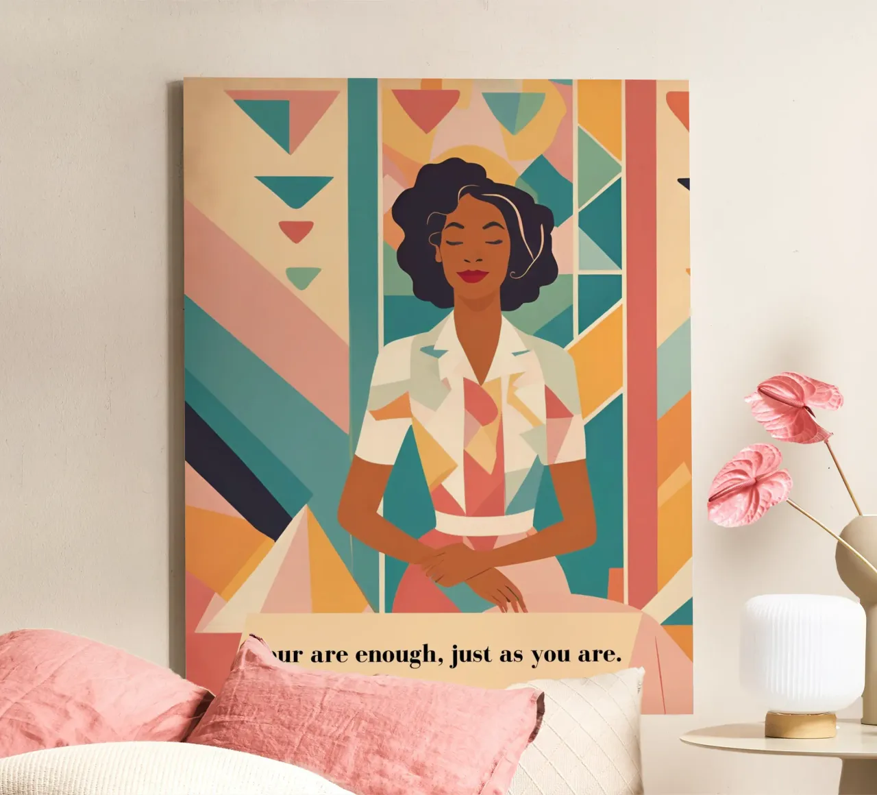 Frau mit Spruch: You are enough, just as you are. tela con Cornice a cassetta da designsbysophia